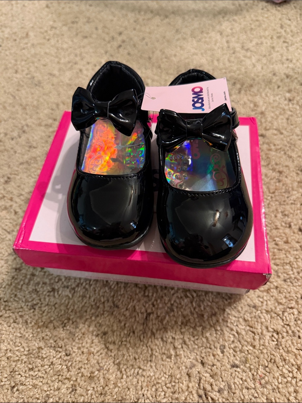 Josmo Black Patent Bow Mary Jane Toddler Shoes
